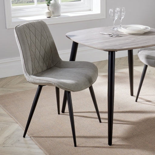 Aspen Light Grey Cord Dining Chair Pair – Diamond Stitch & Black Legs - LuminexFurnitureChairsASCH15 - LGCF