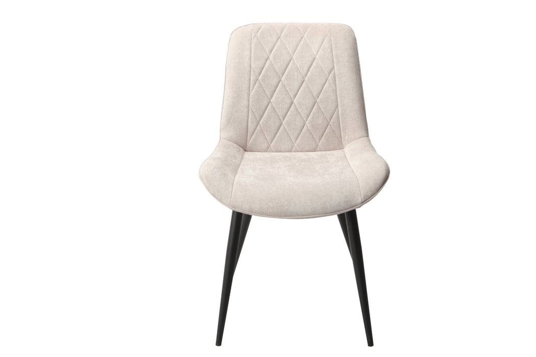 Aspen Natural Fabric Dining Chair Pair – Diamond Stitch & Black Legs - LuminexFurnitureChairsASCH15 - NF