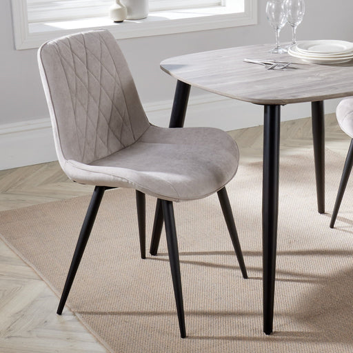 Aspen Natural Fabric Dining Chair Pair – Diamond Stitch & Black Legs - LuminexFurnitureChairsASCH15 - NF