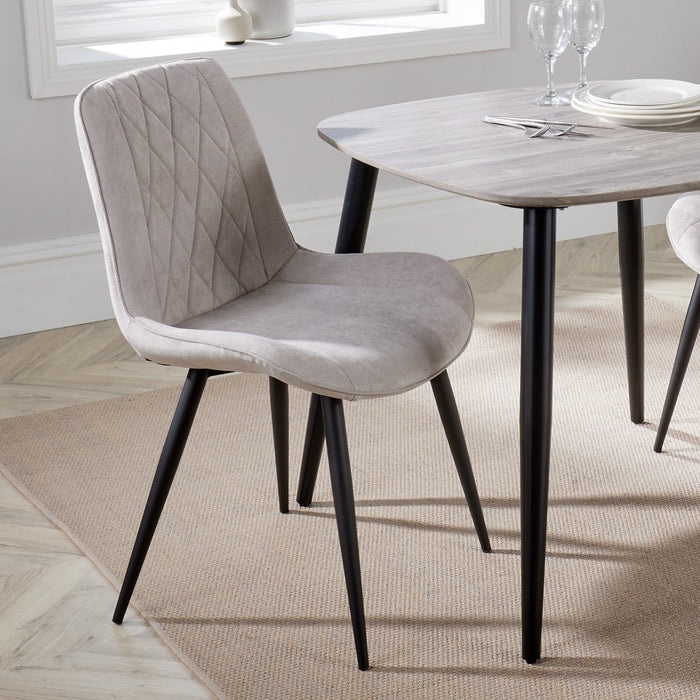Aspen Natural Fabric Dining Chair Pair – Diamond Stitch & Black Legs - LuminexFurnitureChairsASCH15 - NF