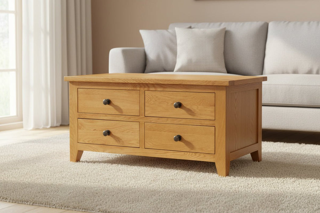 Athena Oak 4 Drawer Coffee Table - Luminex FurnitureCoffee TableAST013