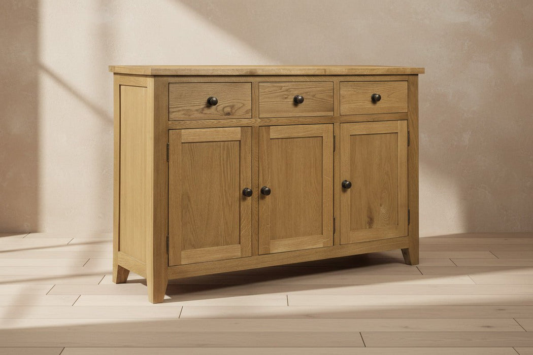 Athena Oak Sideboard – 3 Drawer 2 Door Storage - Luminex FurnitureSideboardAST009