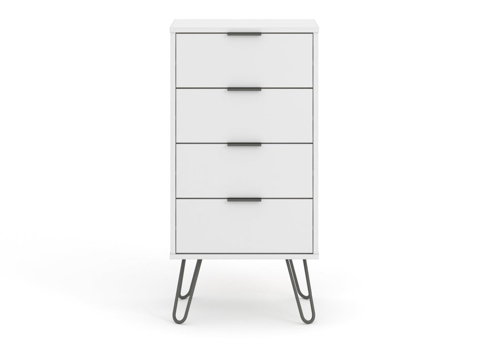 Augusta 4 Drawer Narrow Chest of Drawers – White - LuminexFurnitureChest of DrawersAGW517