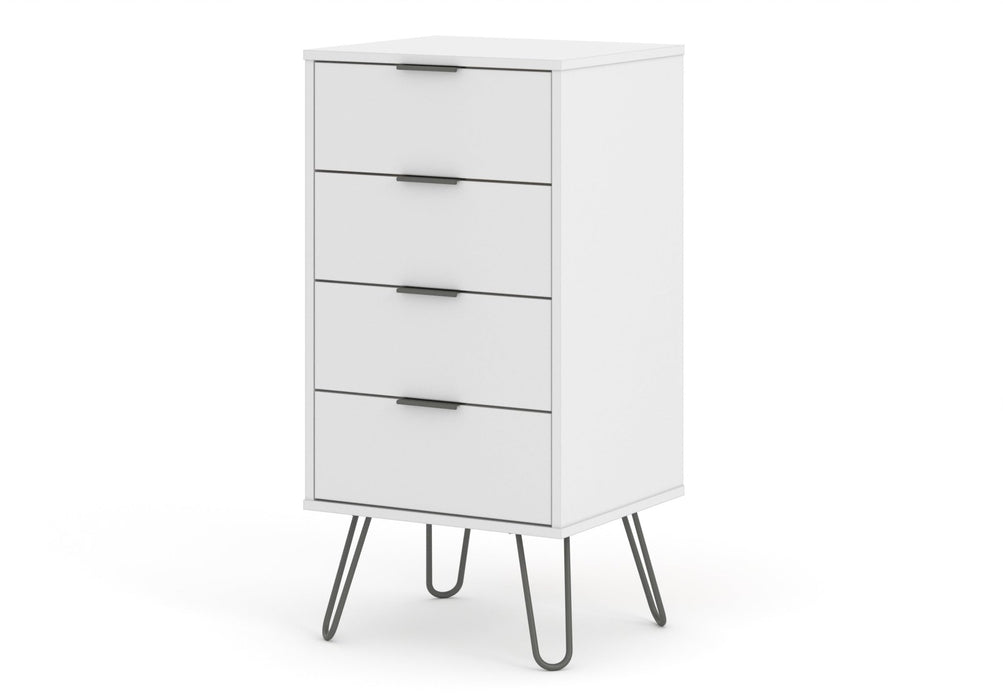 Augusta 4 Drawer Narrow Chest of Drawers – White - LuminexFurnitureChest of DrawersAGW517
