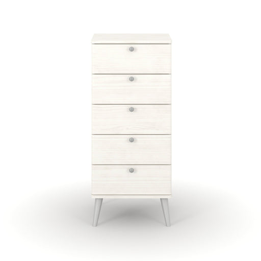 Augusta Curve 5 Drawer Narrow Chest – White - LuminexFurnitureChest of DrawersAGC317