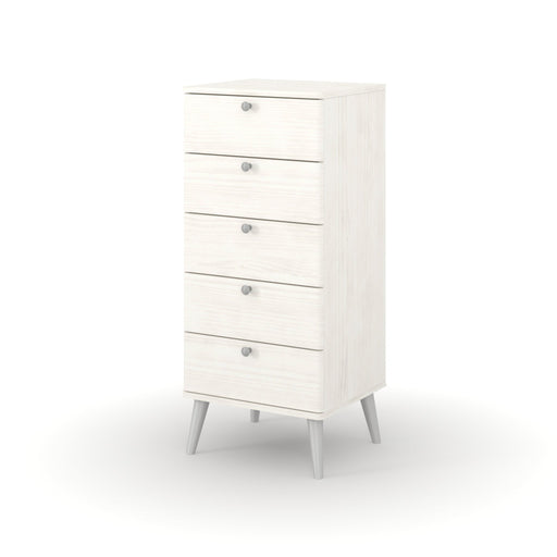 Augusta Curve 5 Drawer Narrow Chest – White - LuminexFurnitureChest of DrawersAGC317