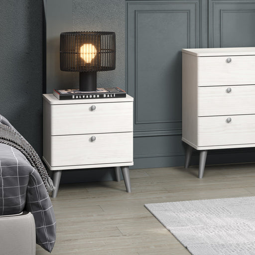 Augusta Curve Bedside Table 2 Drawer Cabinet White - LuminexFurnitureBedside TableAGC310