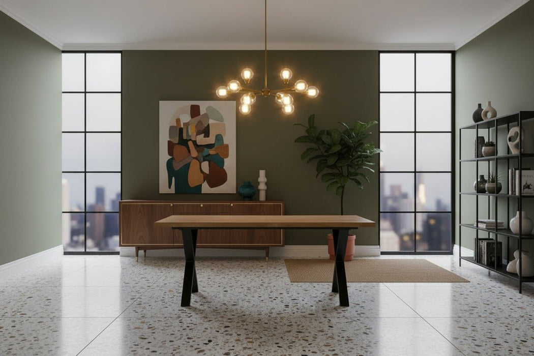 Augusta Dining Table | Herringbone Oak Top & Black Metal Legs - Luminex FurnitureDining TableARO001