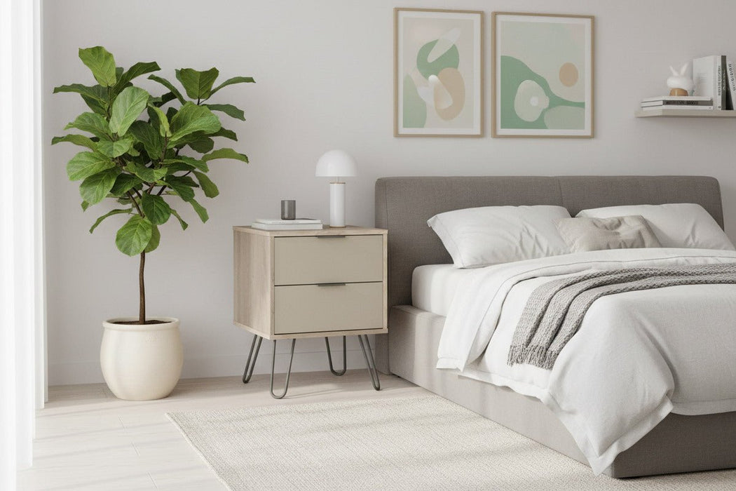 Augusta Driftwood and Calico 2 Drawer Bedside Cabinet - Luminex FurnitureBedside TableAGD510