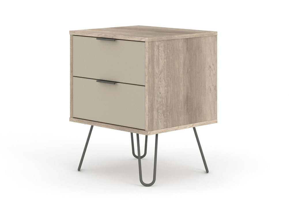 Augusta Driftwood Bedside Table 2 Drawer Cabinet - LuminexFurnitureBedside TableAGD510