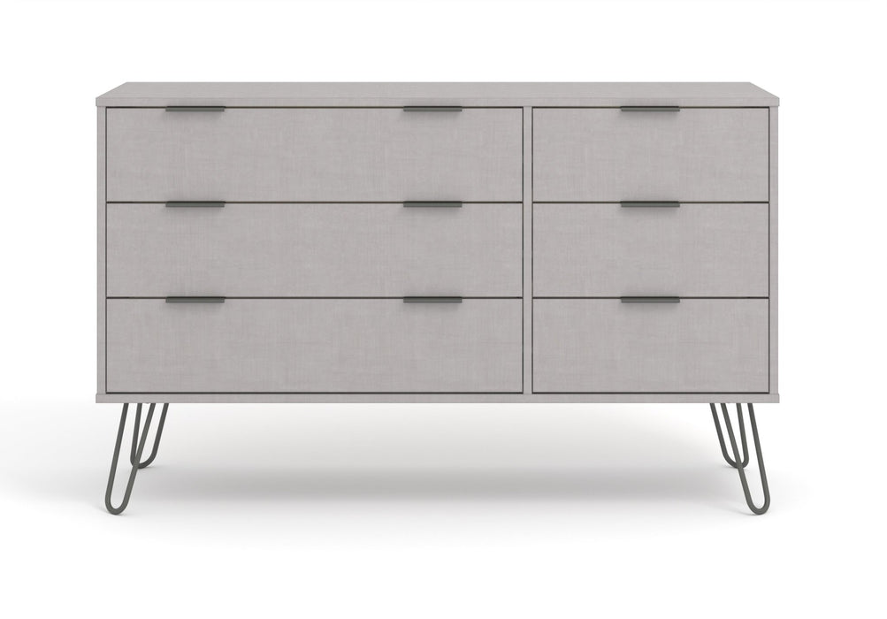 Augusta Grey 3+3 Drawer Wide Chest of Drawers – Grey - LuminexFurnitureChest of DrawersAGG533