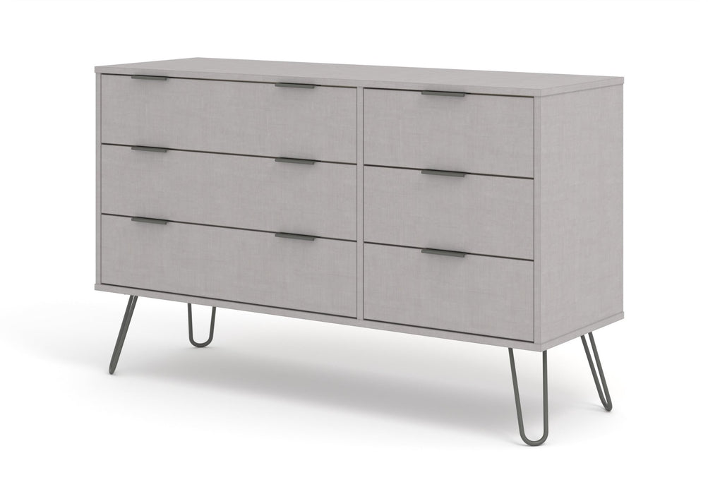 Augusta Grey 3+3 Drawer Wide Chest of Drawers – Grey - LuminexFurnitureChest of DrawersAGG533