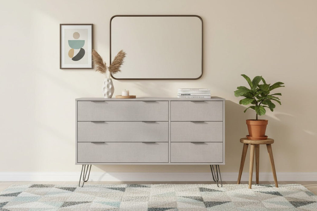 Augusta Grey 3+3 Drawer Wide Chest of Drawers - Luminex FurnitureChest of DrawersAGG533