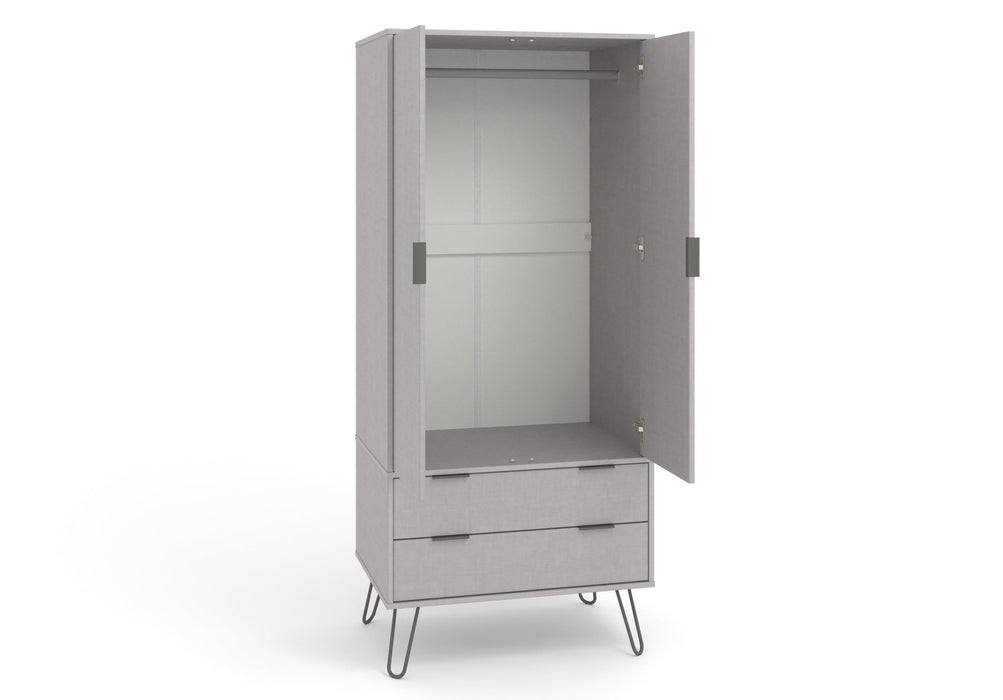 Augusta Grey Wardrobe White - LuminexFurnitureWardrobeAGG582