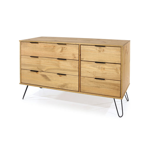 Augusta Pine 3+3 Drawer Wide Chest of Drawers – Antique Waxed Pine - LuminexFurnitureChest of DrawersAG533