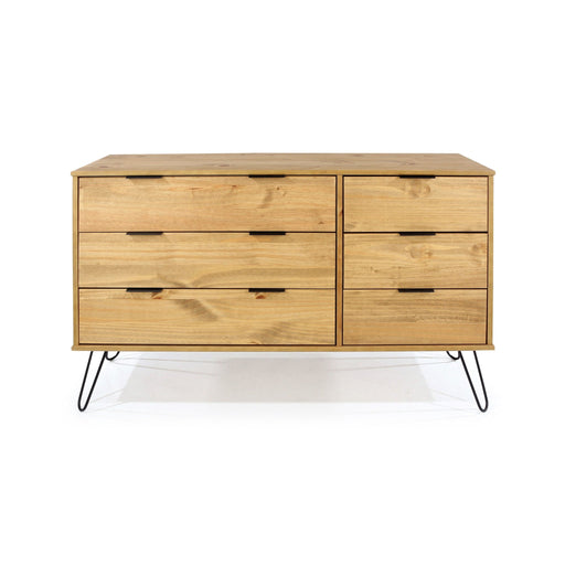 Augusta Pine 3+3 Drawer Wide Chest of Drawers – Antique Waxed Pine - LuminexFurnitureChest of DrawersAG533