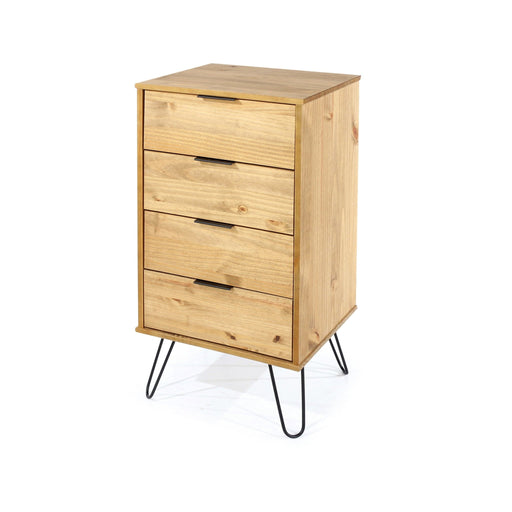 Augusta Pine 4 Drawer Narrow Chest of Drawers – Antique Waxed Pine - LuminexFurnitureChest of DrawersAG517