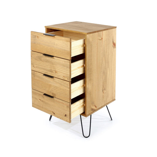 Augusta Pine 4 Drawer Narrow Chest of Drawers – Antique Waxed Pine - LuminexFurnitureChest of DrawersAG517