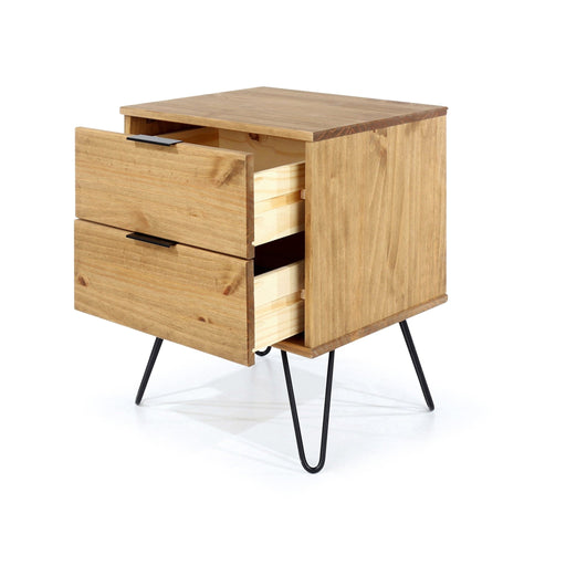 Augusta Pine Bedside Table 2 Drawer Cabinet Antique Waxed - LuminexFurnitureBedside TableAG510