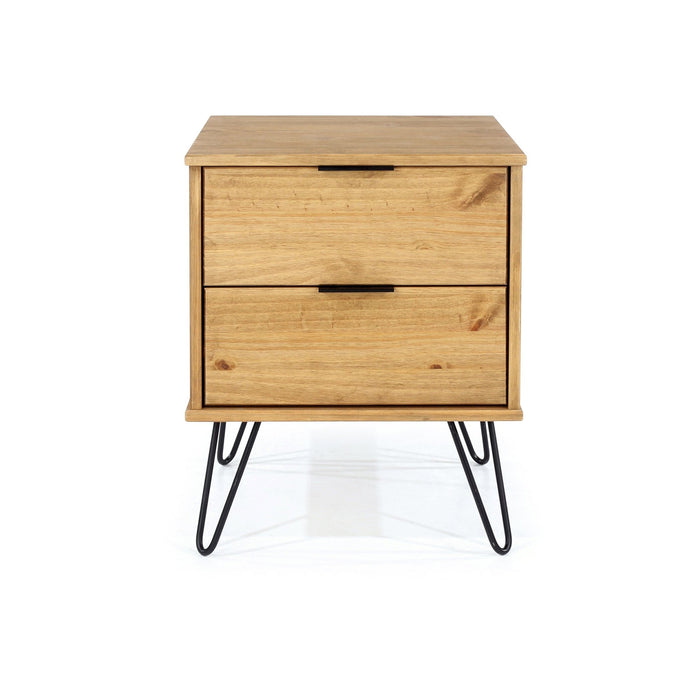 Augusta Pine Bedside Table 2 Drawer Cabinet Antique Waxed - LuminexFurnitureBedside TableAG510