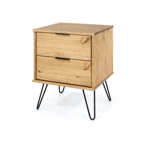 Augusta Pine Bedside Table 2 Drawer Cabinet Antique Waxed - LuminexFurnitureBedside TableAG510