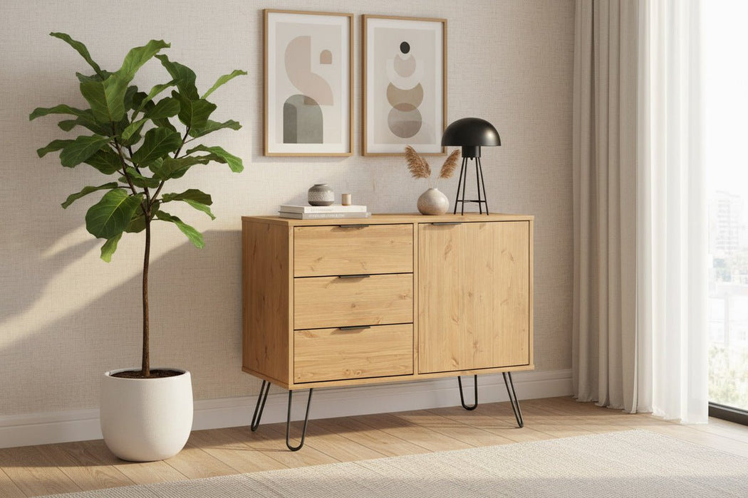 Augusta Pine Sideboard Small With 1 Door, 3 Drawers Antique Waxed - Luminex FurnitureSideboardAG915