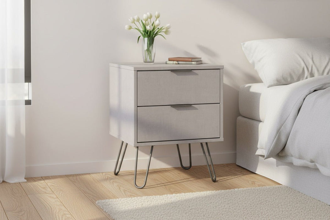 Augusta Textured Grey 2 Drawer Bedside Cabinet - Luminex FurnitureBedside TableAGG510