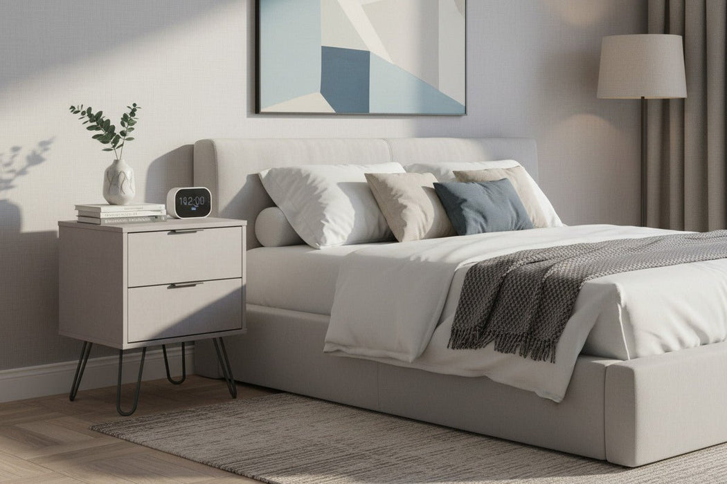 Augusta Textured Grey 2 Drawer Bedside Cabinet - Luminex FurnitureBedside TableAGG510