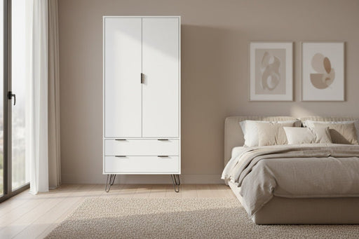 Augusta Textured White 2 - Door 2 - Drawer Wardrobe - Luminex FurnitureWardrobeAGW582