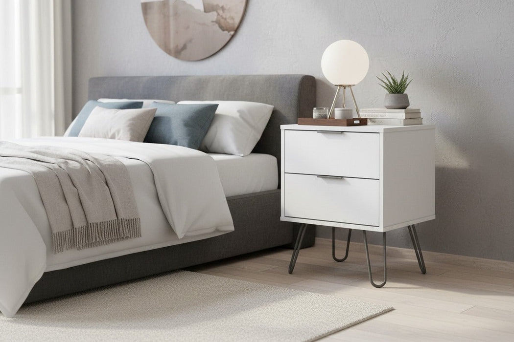 Augusta Textured White 2 Drawer Bedside Cabinet - Luminex FurnitureBedside TableAGW510