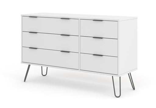 Augusta White 3+3 Drawer Wide Chest of Drawers – White - LuminexFurnitureChest of DrawersAGW533