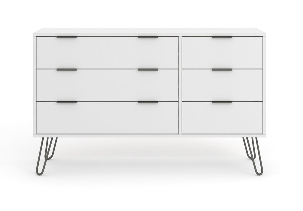 Augusta White 3+3 Drawer Wide Chest of Drawers – White - LuminexFurnitureChest of DrawersAGW533