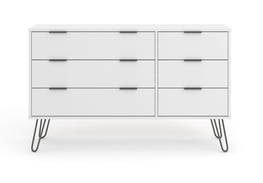 Augusta White 3+3 Drawer Wide Chest of Drawers – White - LuminexFurnitureChest of DrawersAGW533