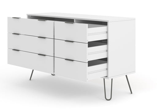 Augusta White 3+3 Drawer Wide Chest of Drawers – White - LuminexFurnitureChest of DrawersAGW533