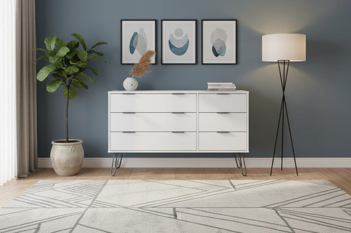Augusta White 3+3 Drawer Wide Chest of Drawers - Luminex FurnitureChest of DrawersAGW533