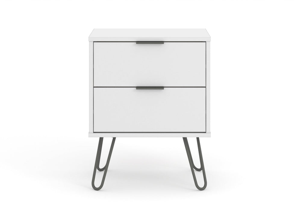 Augusta White Bedside Table 2 Drawer Cabinet - LuminexFurnitureBedside TableAGW510