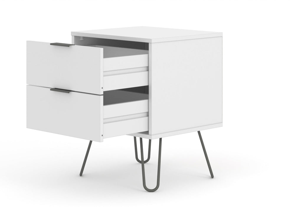 Augusta White Bedside Table 2 Drawer Cabinet - LuminexFurnitureBedside TableAGW510