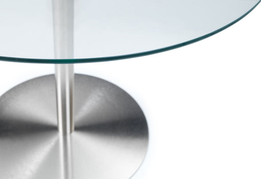 Aurélie Round Glass Brushed Steel Pedestal Table - Luminex FurnitureDining TableMIL001