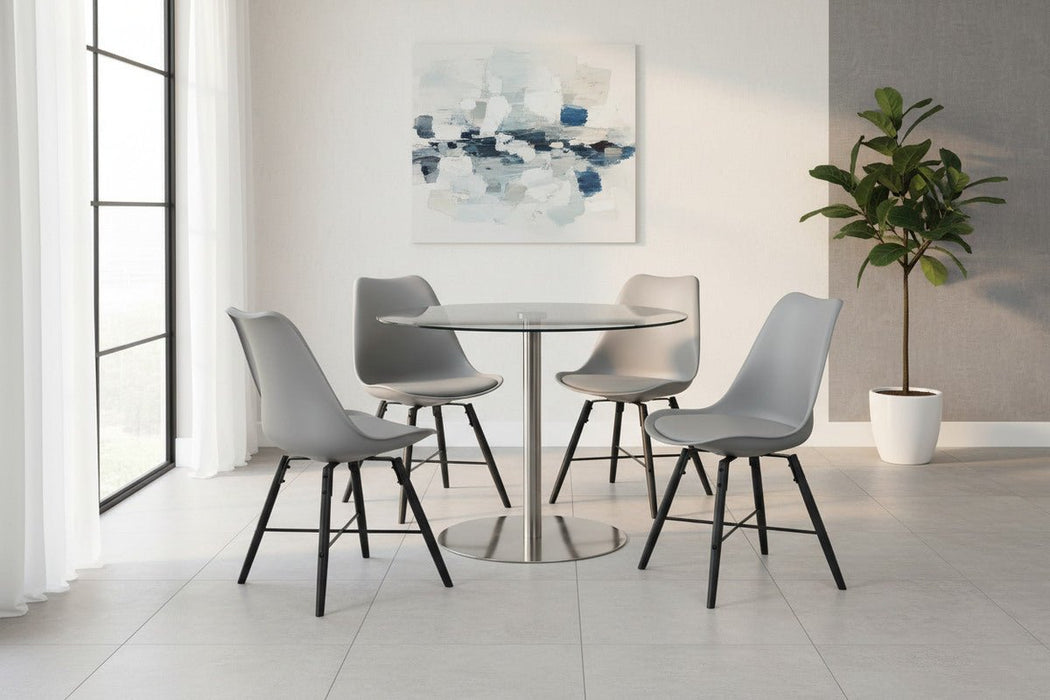 Aurélie Round Glass Brushed Steel Pedestal Table - Luminex FurnitureDining TableMIL001