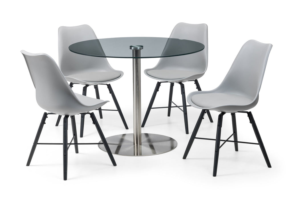 Aurélie Round Glass Brushed Steel Pedestal Table - Luminex FurnitureDining TableMIL001