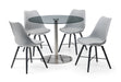 Aurélie Round Glass Brushed Steel Pedestal Table - Luminex FurnitureDining TableMIL001