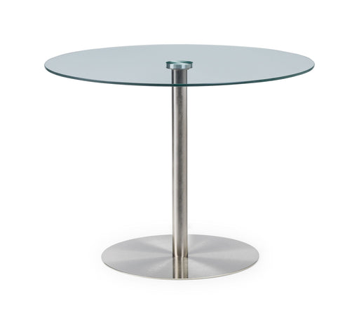 Aurélie Round Glass Brushed Steel Pedestal Table - Luminex FurnitureDining TableMIL001