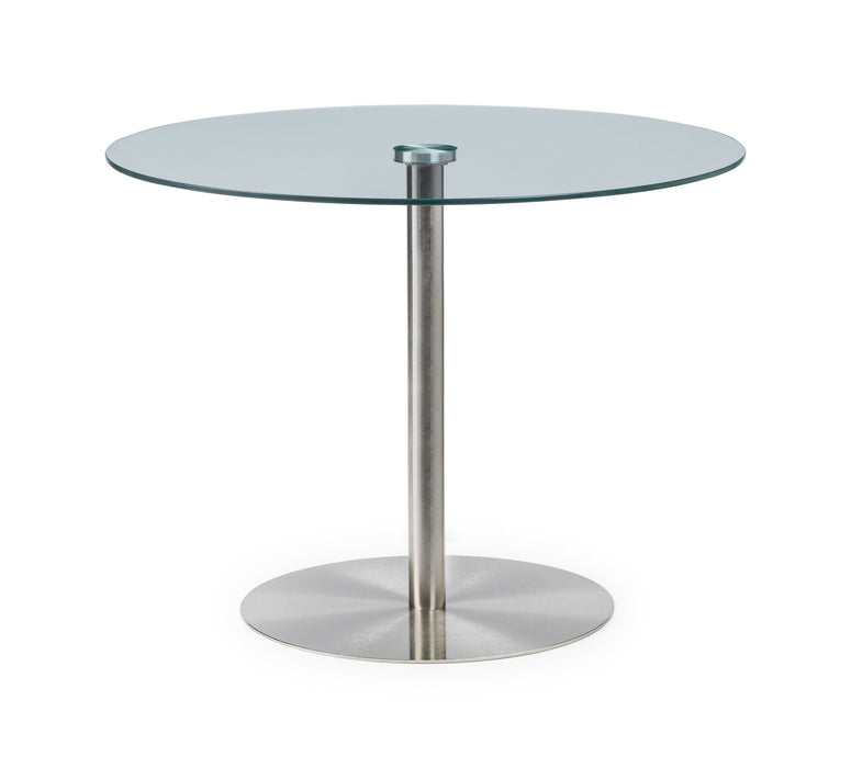 Aurélie Round Glass Brushed Steel Pedestal Table - Luminex FurnitureDining TableMIL001