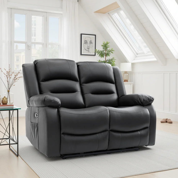 Aurelius 2 Seater Recliner Sofa – Faux Leather with USB - Luminex FurnitureSofasalva_2str_black
