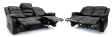 Aurelius Black 3 Seater Recliner Sofa – Faux Leather with USB & Cupholders - Luminex FurnitureSofasalva_3str_black