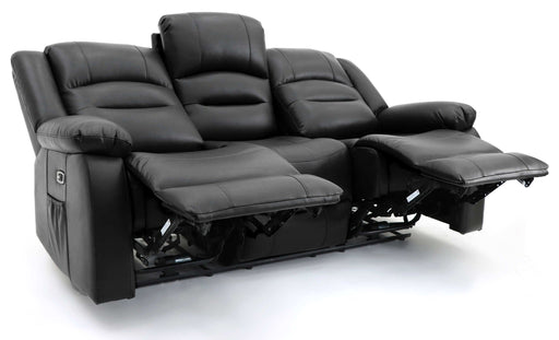 Aurelius Black 3 Seater Recliner Sofa – Faux Leather with USB & Cupholders - Luminex FurnitureSofasalva_3str_black