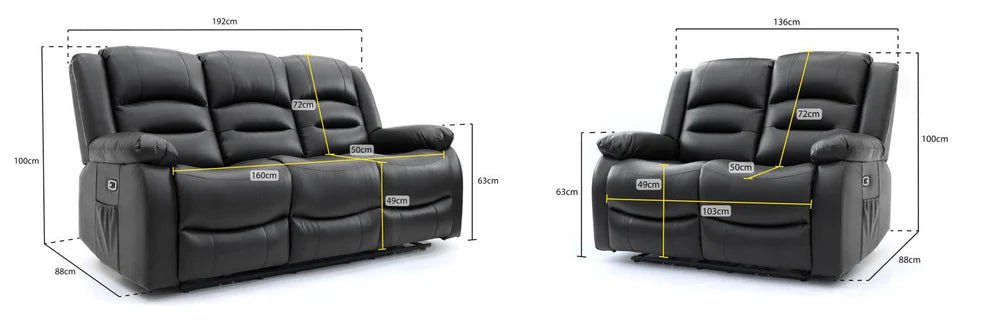 Aurelius Black Electric Recliner Sofa 3+2 Set - Luminex FurnitureSofasalva_3+2_set_black