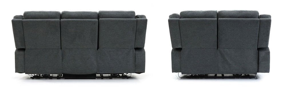 Aurelius Graphite Grey 3+2 Recliner Sofa Set – Electric with USB - Luminex FurnitureSofasalva_3+2_set_grey_fabric