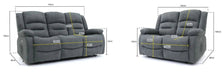 Aurelius Graphite Grey 3+2 Recliner Sofa Set – Electric with USB - Luminex FurnitureSofasalva_3+2_set_grey_fabric