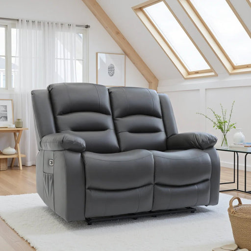Aurelius Grey Faux Leather 2 Seater Recliner Sofa - Luminex FurnitureSofasalva_2str_grey